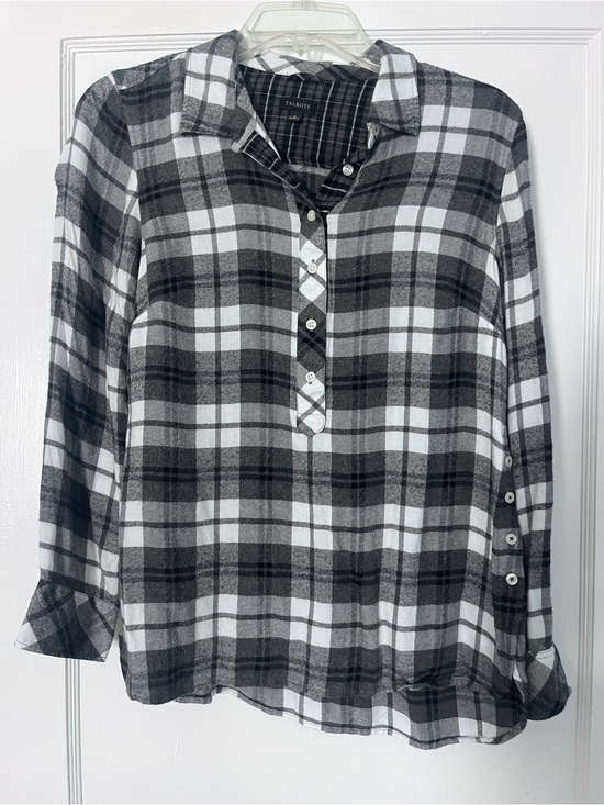Talbots Tops - Talbots Black and White Plaid Button-Front Super Soft Flannel Tunic